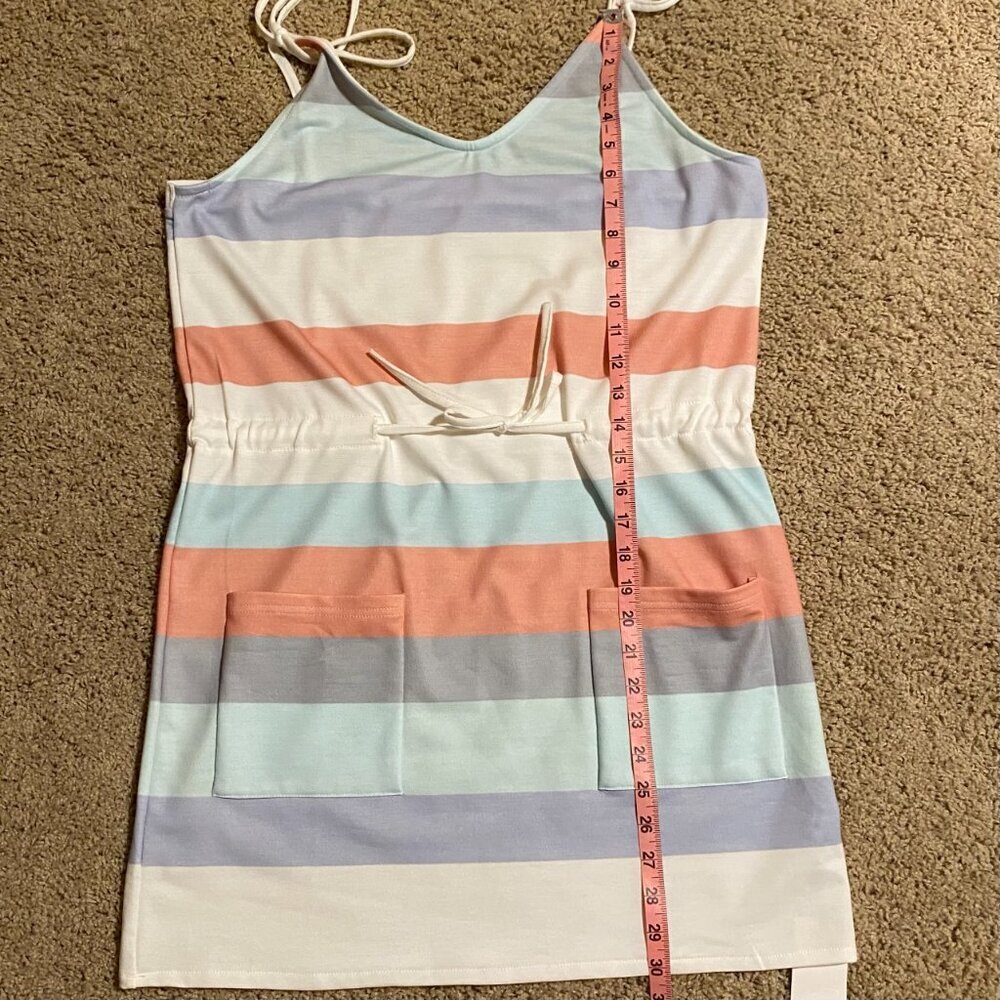 Belinda Pastel Striped Summer Dress Size Medium - Picture 3 of 4